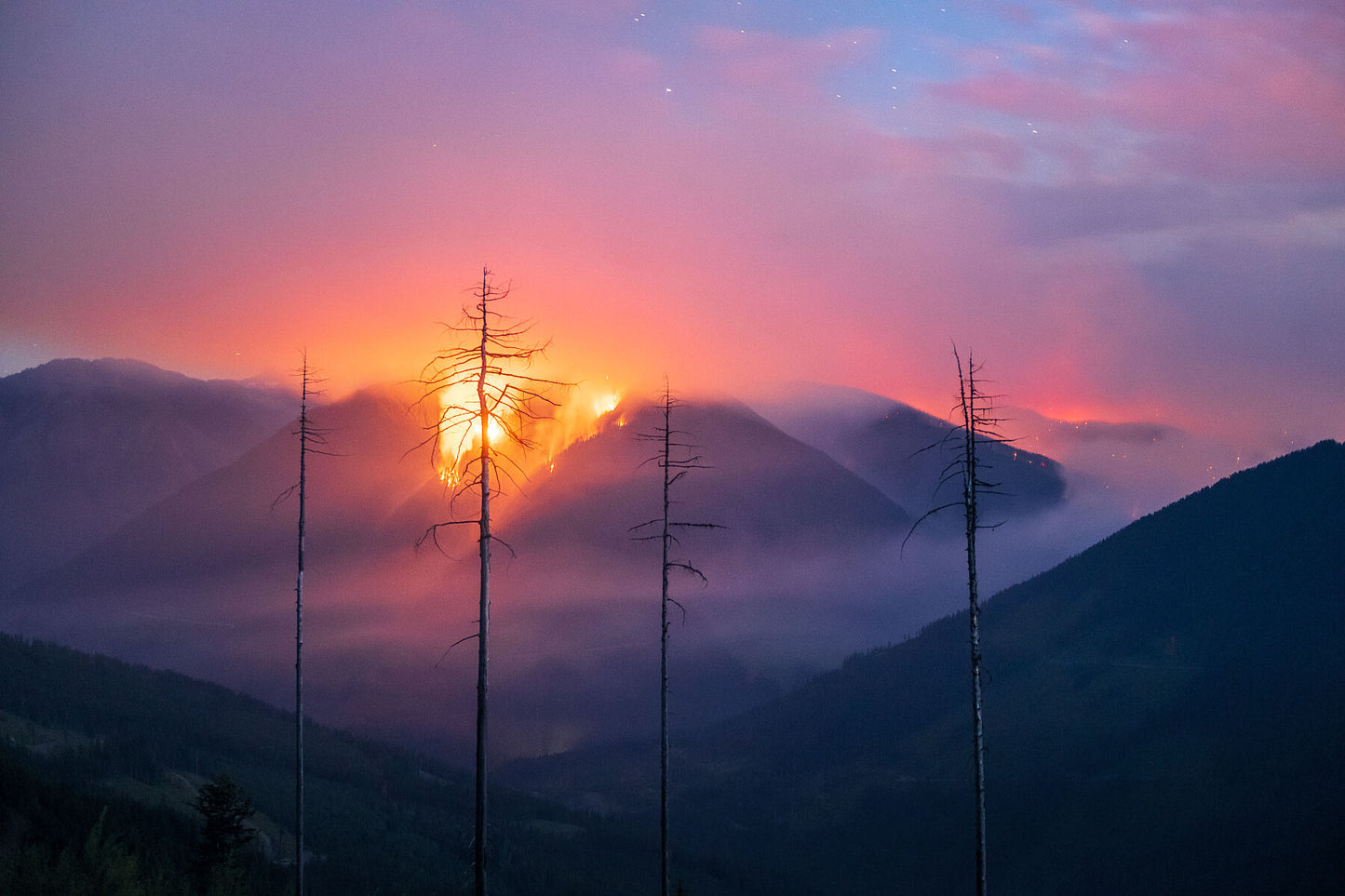 Briggs Creek Wildfire burning near Kaslo, British Columbia, environment fine art photography by Ashley Voykin.