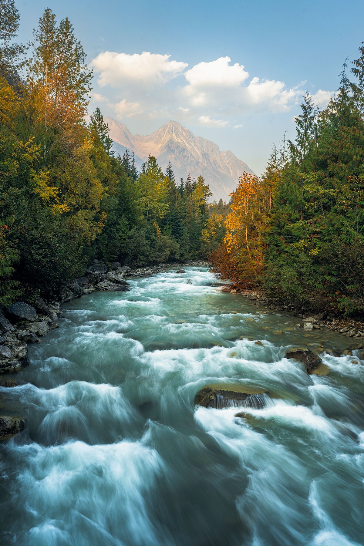 A fall landscape image of Glacier Creek in the Purcell Mountains of British Columbia, Kootenay fine art photography by Ashley Voykin