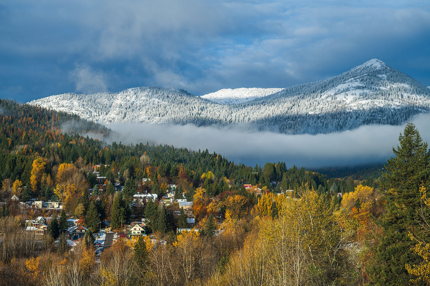 Winter and Fall colliding in Rossland, British Columbia, fine art landscape print of the West Kootenay region by Ashley Voykin
