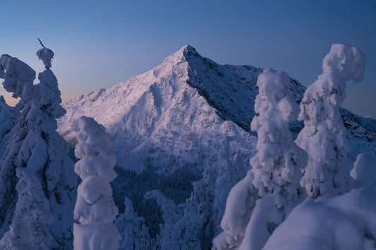 Old Glory at dawn on a clear winter day in British Columbia's West Kootenay region, fine art limited edition print by Ashley Voykin