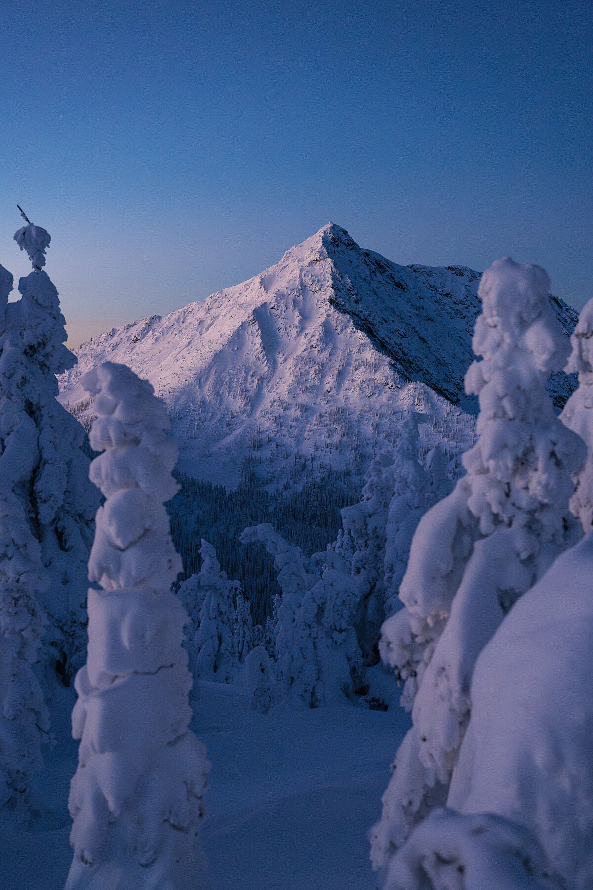 First light of dawn on Old Glory, the tallest peak in the Rossland Range, limited edition fine art print by Ashley Voykin