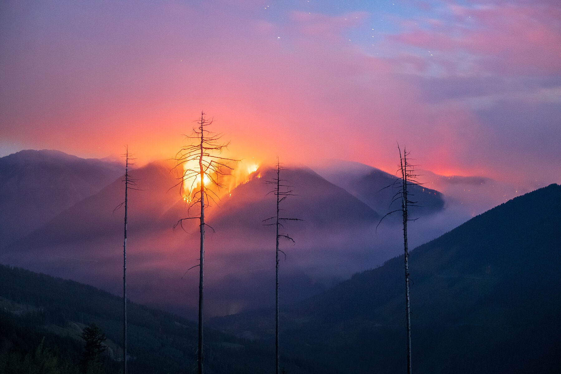 Briggs Creek Wildfire burning near Kaslo, British Columbia, environment fine art photography by Ashley Voykin.