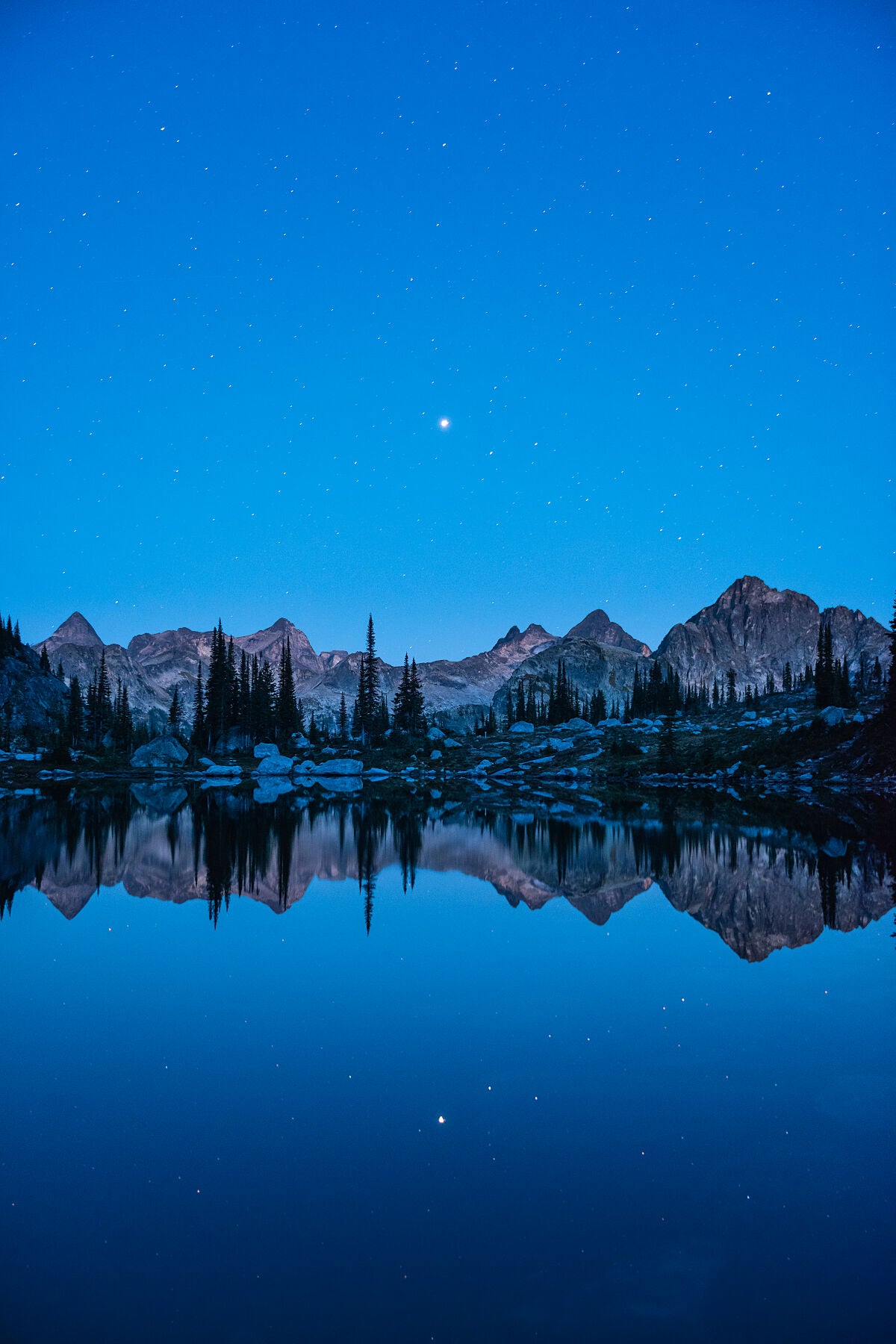 Night skies at Gwillim Lakes in Valhalla Provincial Park during the summer, West Kootenay landscape photography print by Ashley Voykin.