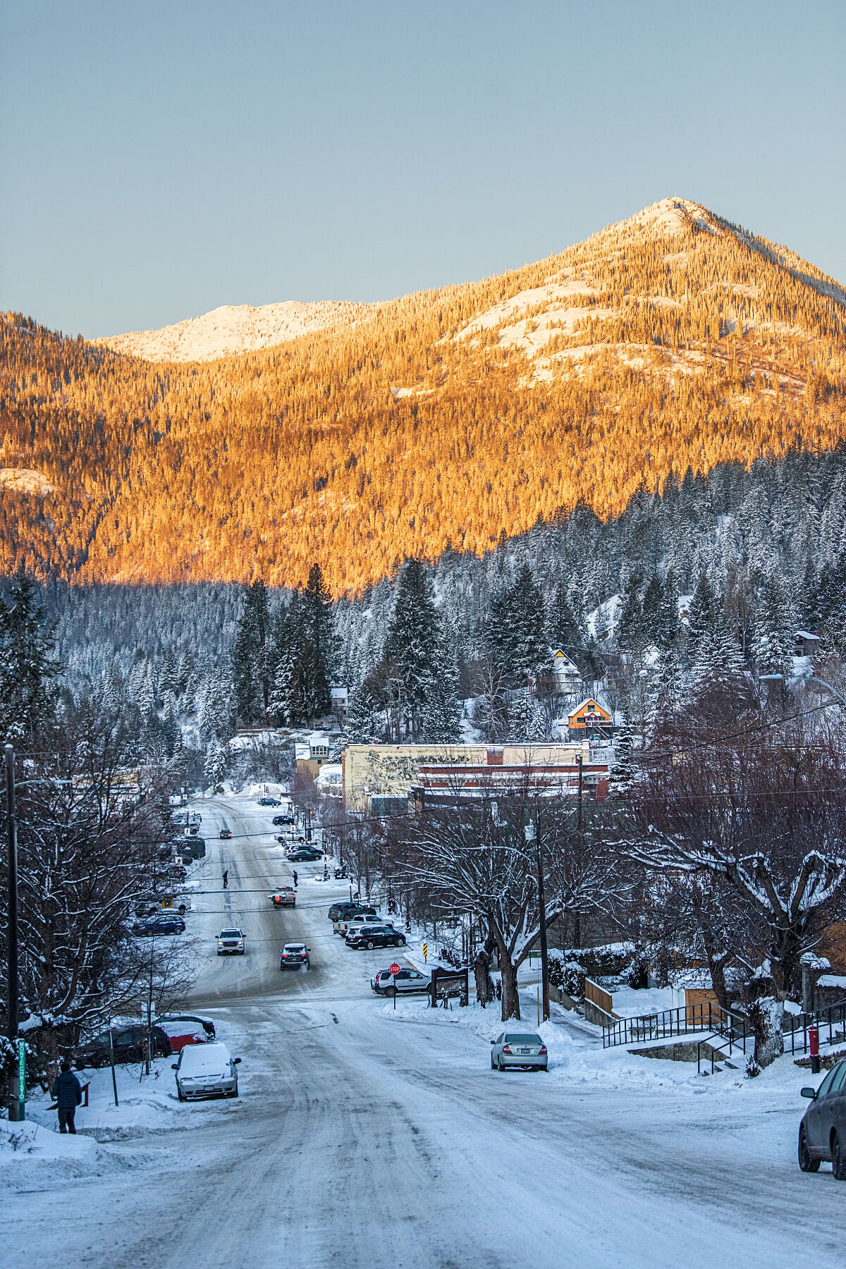 Winter sunrise in Rossland, West Kootenay landscape photography by Ashley Voykin.